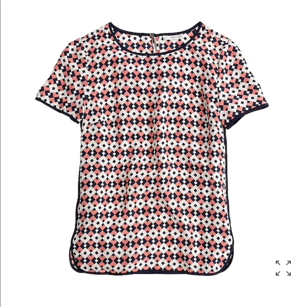J.Crew Tipped Silk Tee in Diamond Tile - Picture 2 of 6